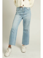 Cropped and Frayed Denim Pants