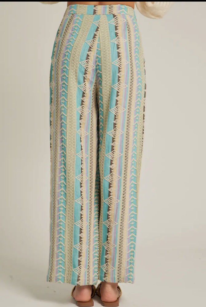 Multicolor Embroidered Cotton Pants