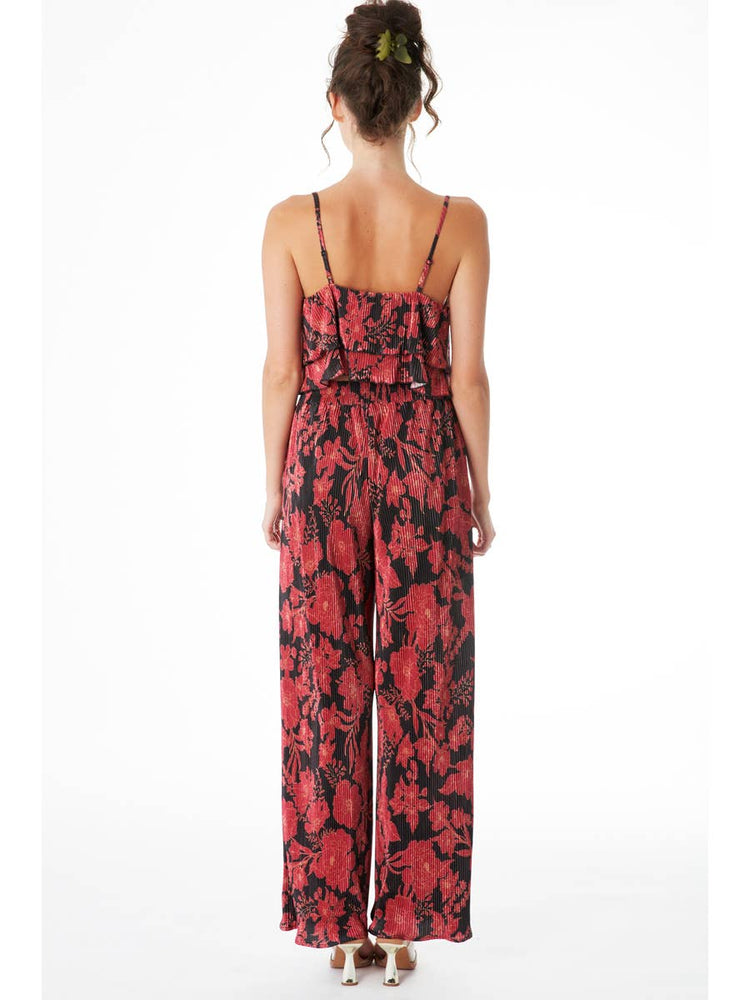 Pleated Floral Print Cami Top and Pant Set