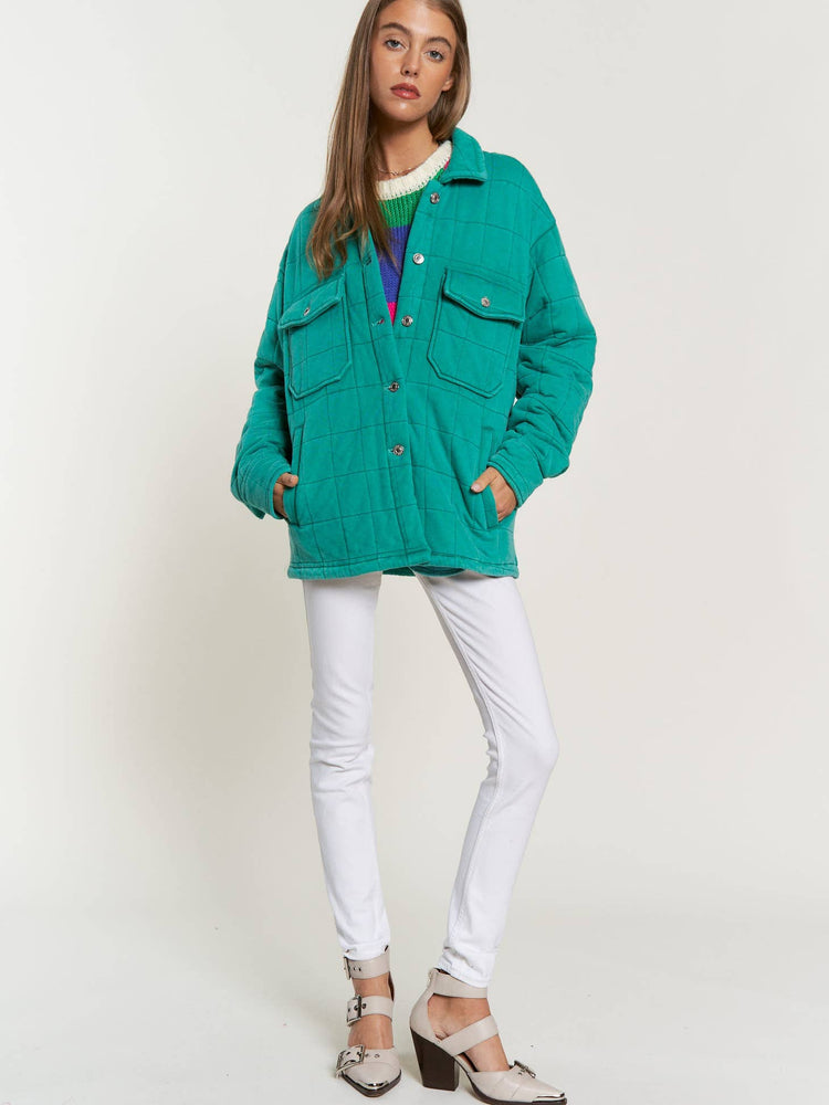 Teal Jade Quilted Shacket
