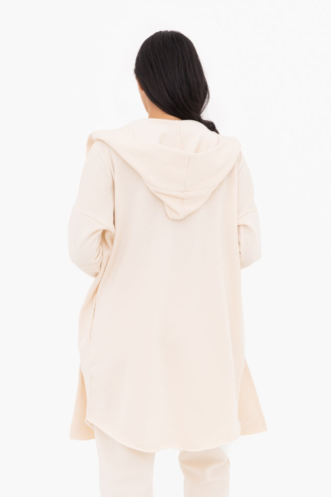 Cream Longline Hoodie Cardigan