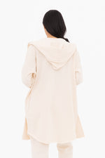 Cream Longline Hoodie Cardigan