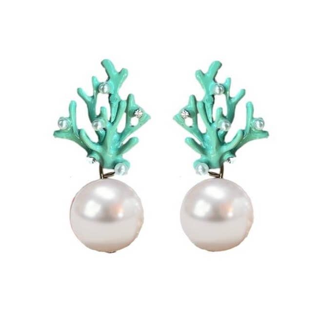 Pearl Coral Mini Statement Earrings