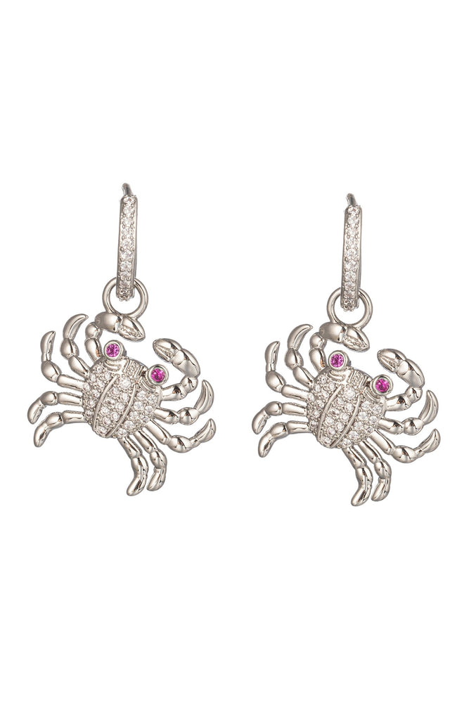 Silver Crab Huggie Earrings