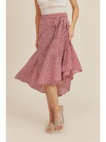 Cherry Red Blossom Wrap Skirt