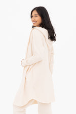 Cream Longline Hoodie Cardigan