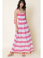 Pink Striped Sleeveless Maxi Dress