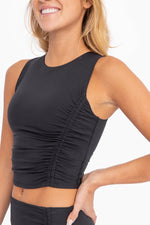 Black Asymmetric Cinch Crop Top