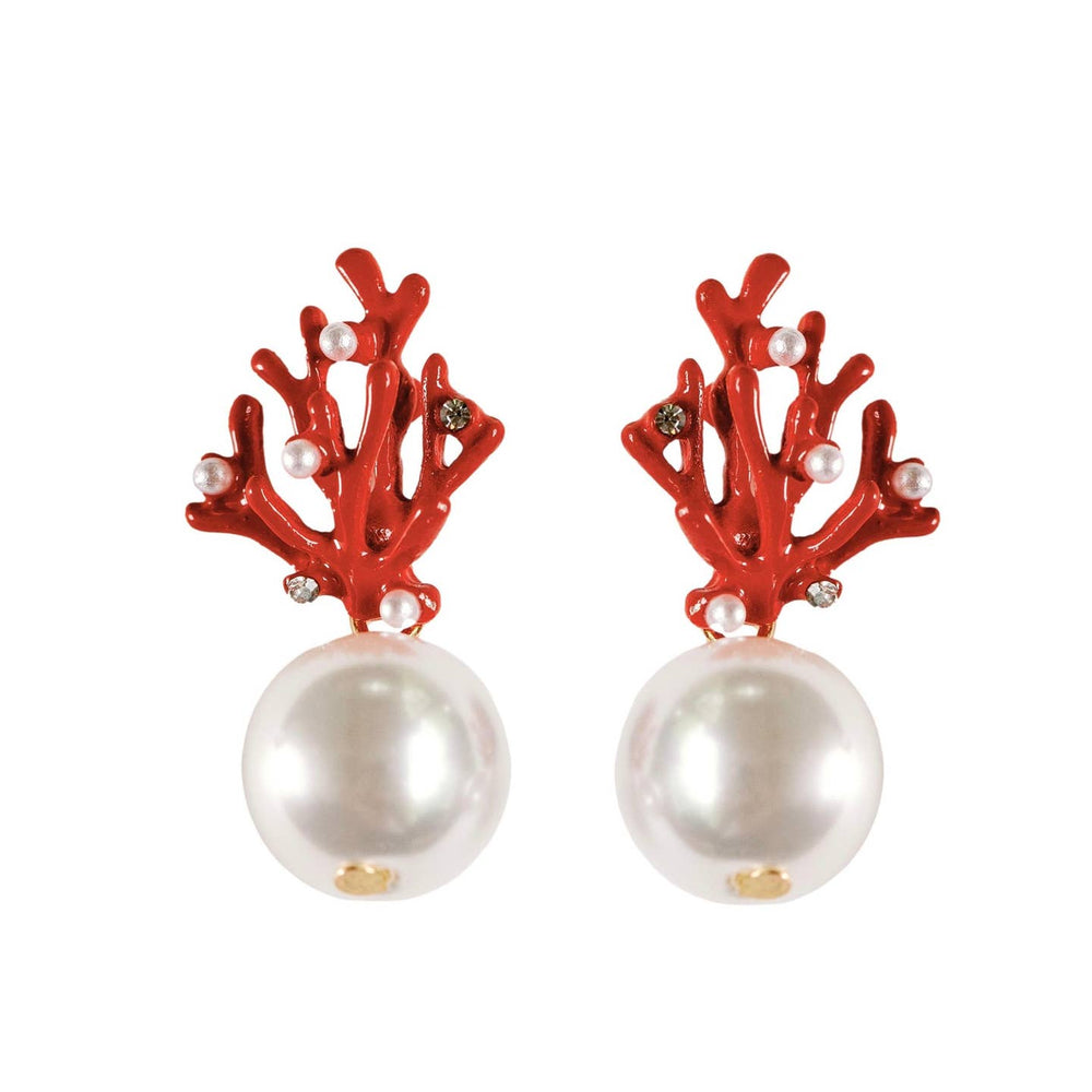 Pearl Coral Mini Statement Earrings