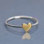 Sterling Silver Ring with tiny Bronze Heart