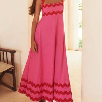 Wavy Ric Rac Maxi Swing Dress