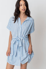 Striped Button-Down Mini Dress