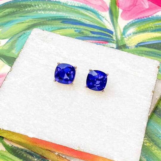 Iridescent Glass Crystal Stud Earrings