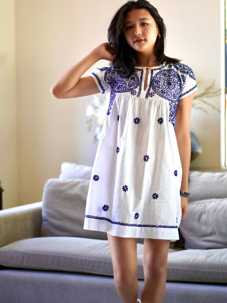 Embroidered Floral Tunic Dress