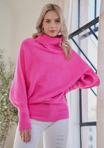 Pink Batwing Turtleneck Sweater