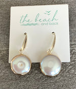 Ocean Springs Coin Pearl Drop Earrings