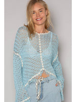 Sky Blue Lightweight Fringe Sweater