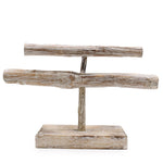 Whitewash Wood Double Branch  Jewelry Stand