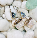 Abalone and Square Mother of Pearl Dangle Earrings