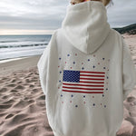 American Flag Embroidered Star Zip Up Hoodie
