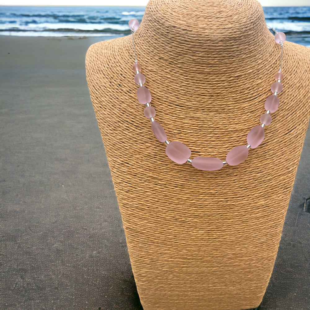 Chunky Pink Sea Glass Necklace