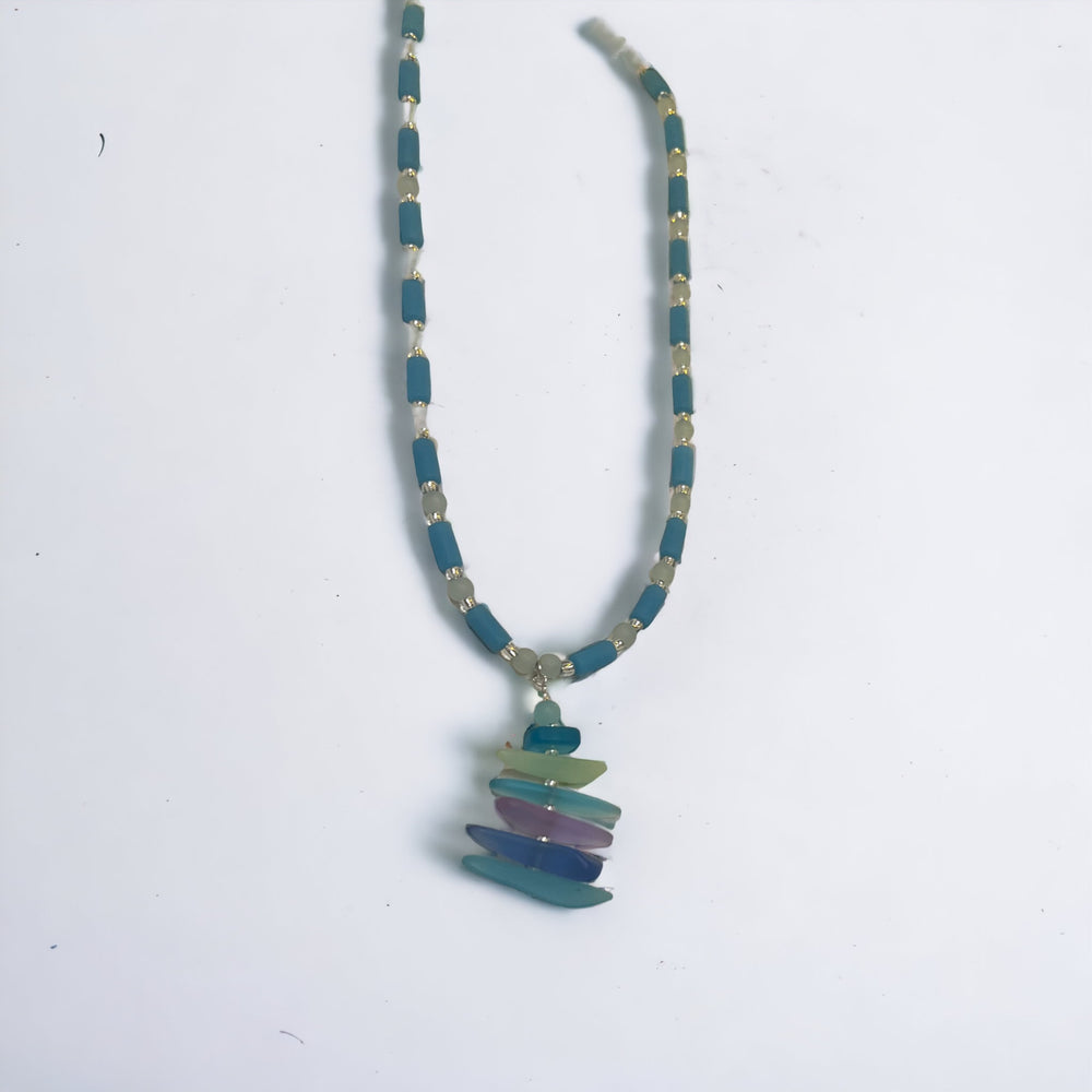 Ocean Cairn Pendant Sea Glass Necklace