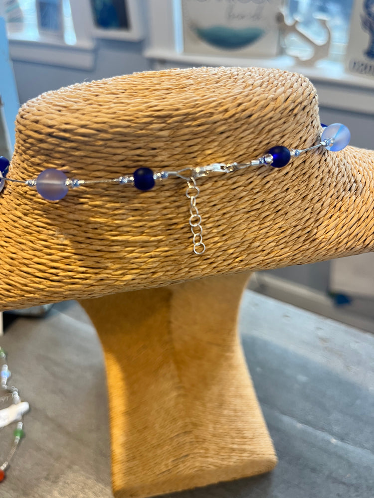Chunky Royal Blue Sea Glass Necklace