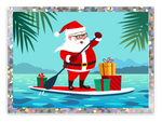 Paddleboarding Santa Glitter Sticker