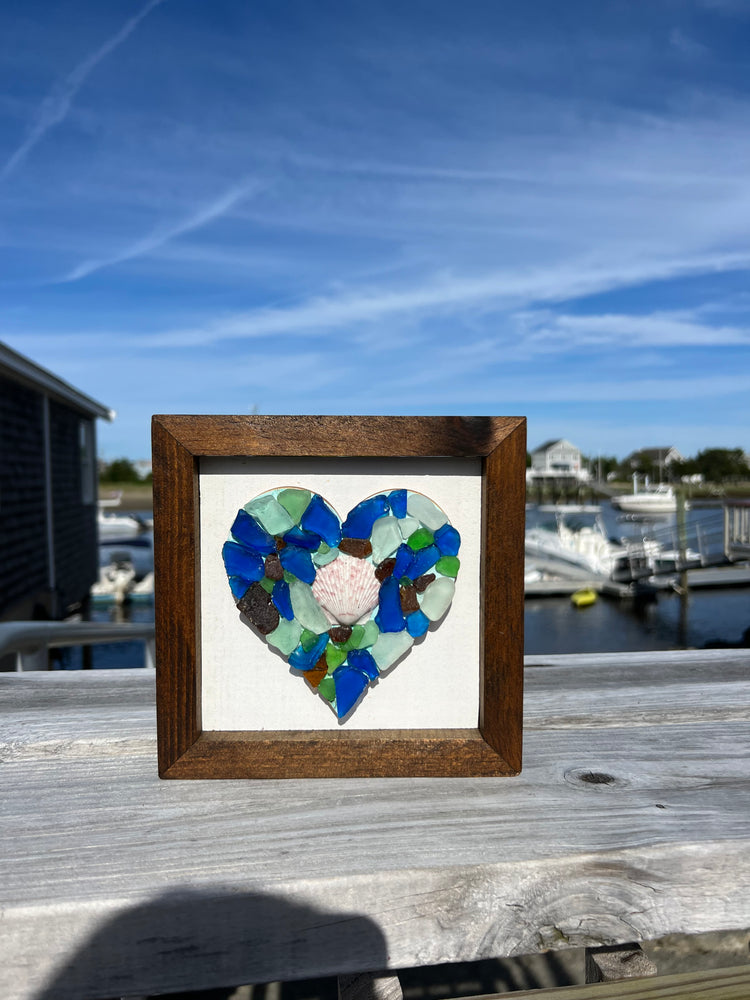 Seashell & Seaglass Heart Decor