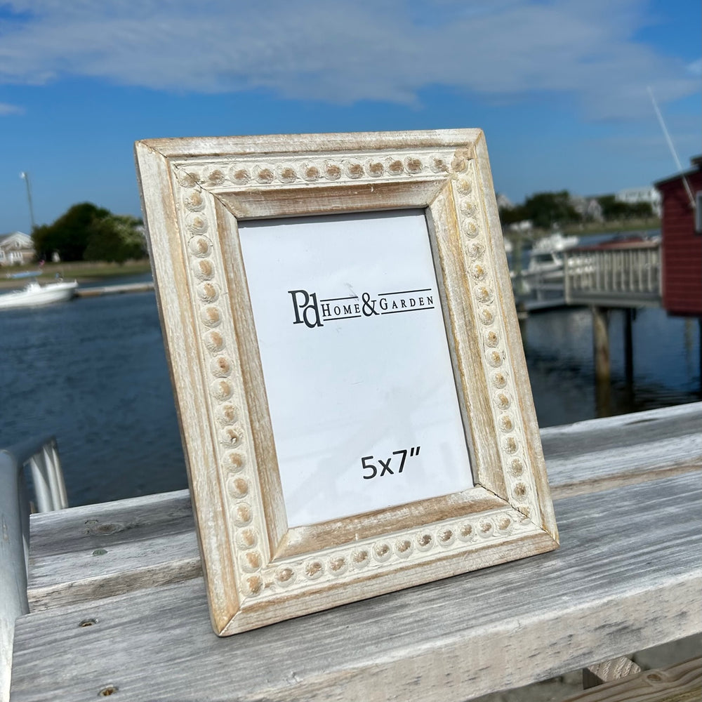 Rustic Wood Beaded Photo Frame