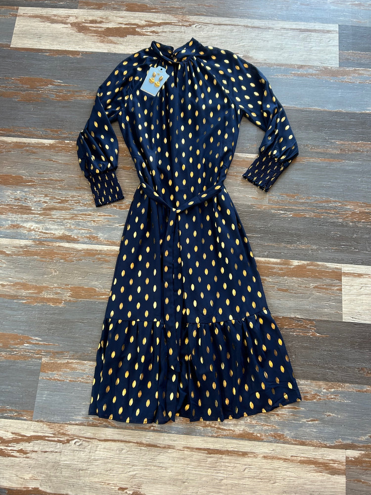 navy polka dot maxi dress Beach Riot Valory Maxi Dress