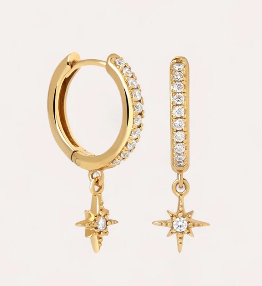 Star Charm Hoop Earrings