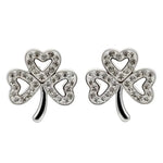 White Swarovski Crystal Shamrock Stud Earrings