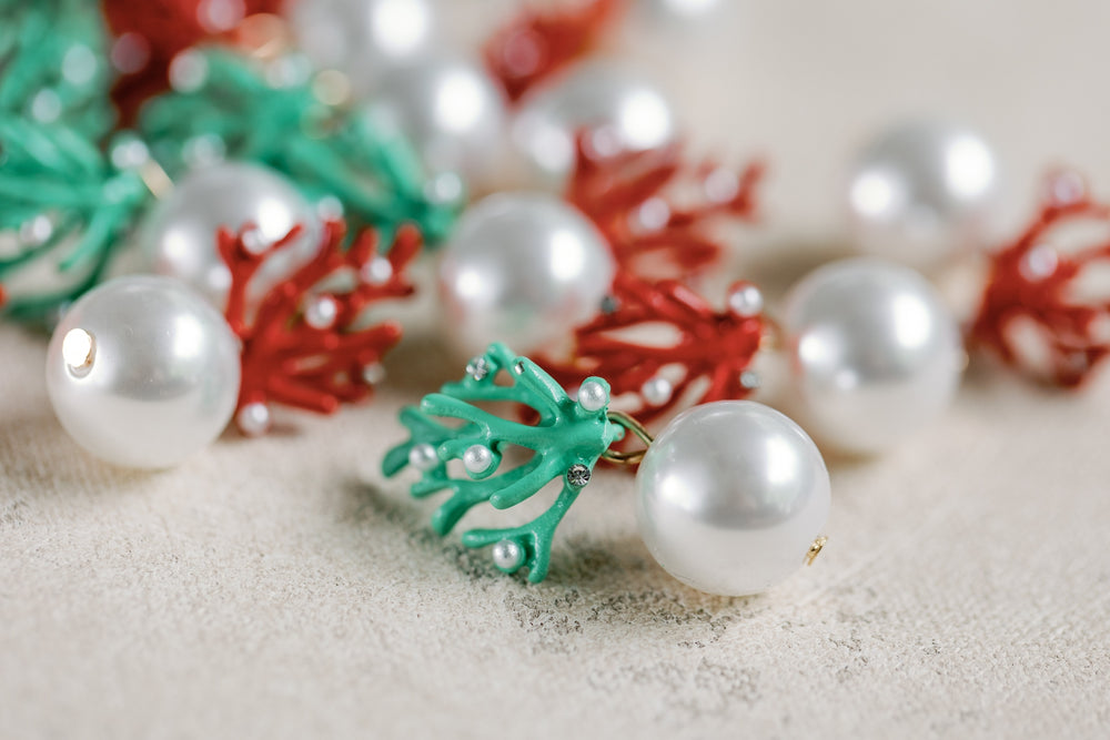 Pearl Coral Mini Statement Earrings