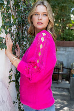 Pink V-Neck Lace Sweater
