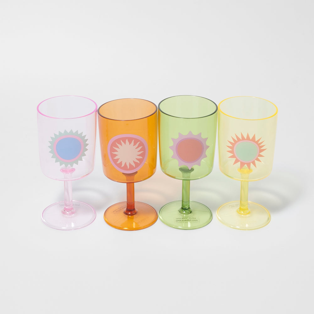 Vibrant Poolside Wine Glass Set of 4