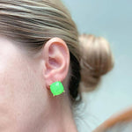 Neon Glittery Glass Crystal Stud Earrings