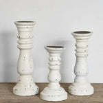 White Candle Pillars - Set of 3