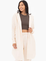 Cream Longline Hoodie Cardigan