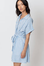 Striped Button-Down Mini Dress