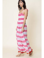 Pink Striped Sleeveless Maxi Dress