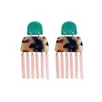 Pink & Teal Geometric Vice Drop Earrings