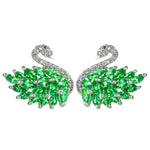 Green Swan Stud Earrings