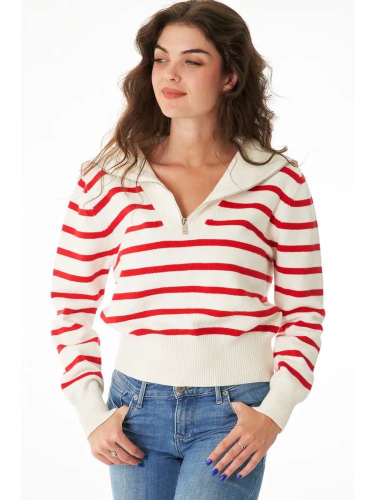 Striped Sailor Collared Sweater (Red or Navy)