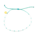 White with Teal Dot Beaded Bracelet