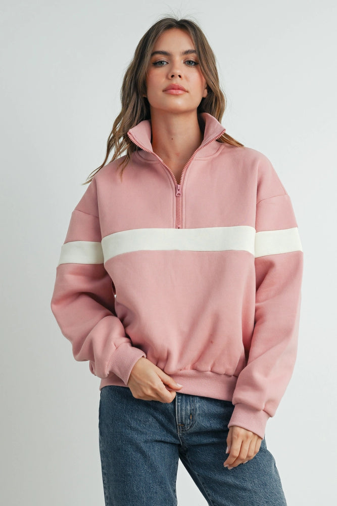 Two Toned Half Zip Sweatshirt