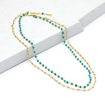 Turquoise Faceted Bead Double Layer Necklace