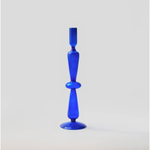 Blue One Ring Vintage Glass Candlestick Candle Holder
