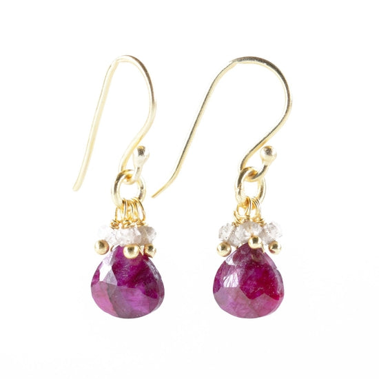 Purple Teardrop Bead Dangle Earrings