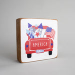 Patriotic Truck Rustic Square Block